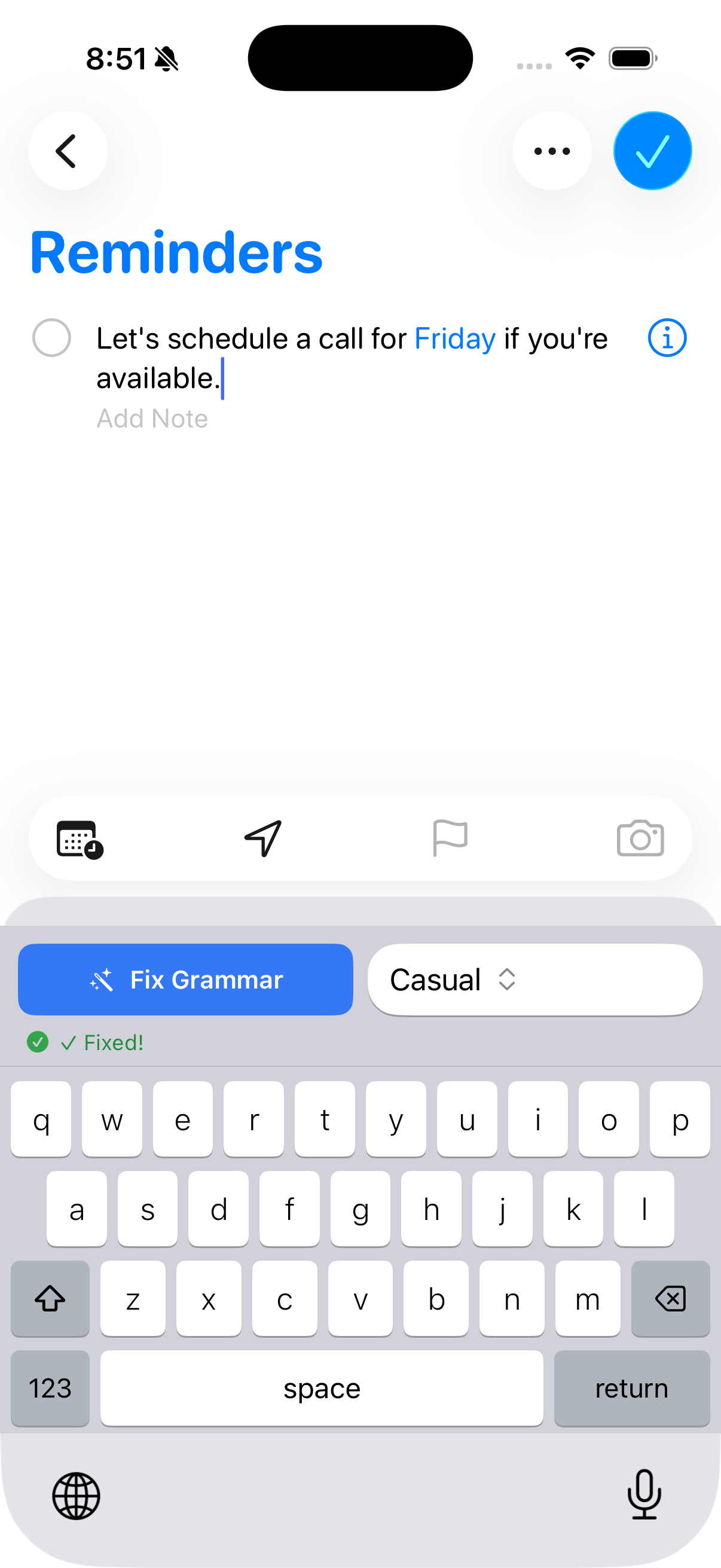 Grambo iOS — corrected text result
